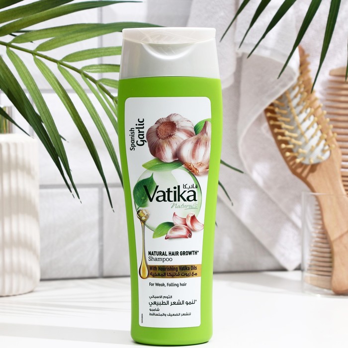 фото Шампунь для волос dabur vatika garlic для ломких и выпадающих волос, 200 мл