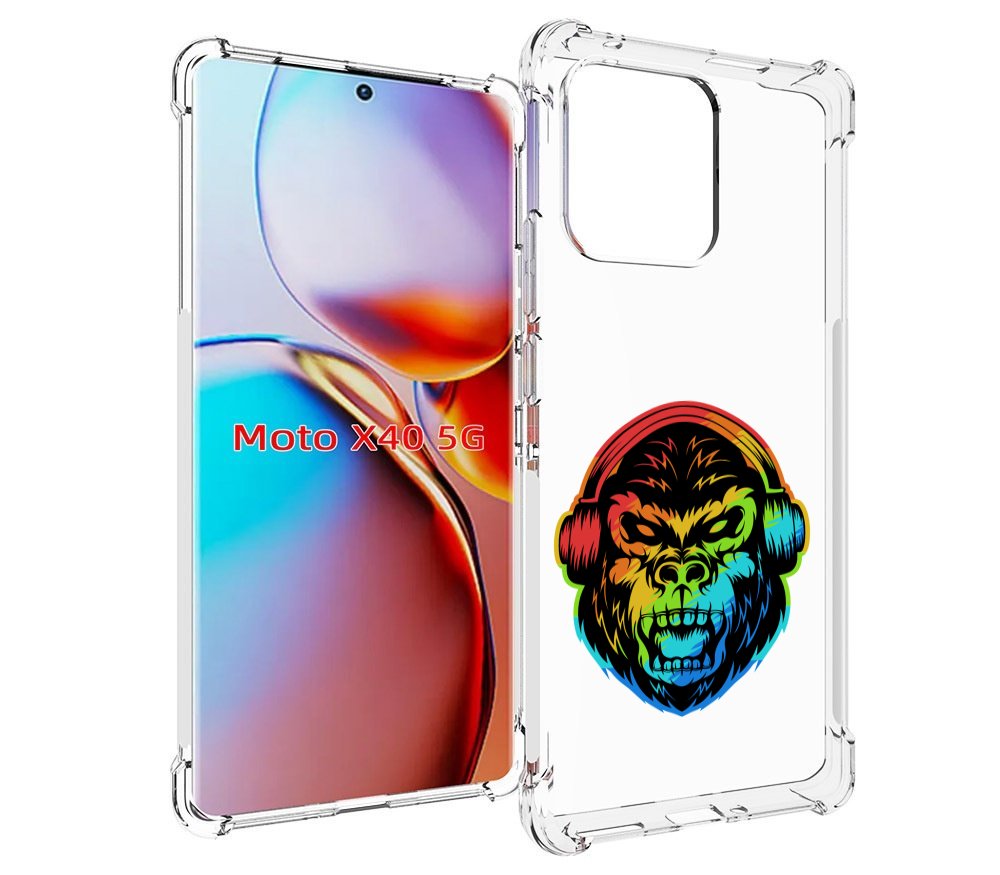

Чехол MyPads Горилла-в-наушниках для Motorola Moto X40, Прозрачный, Tocco