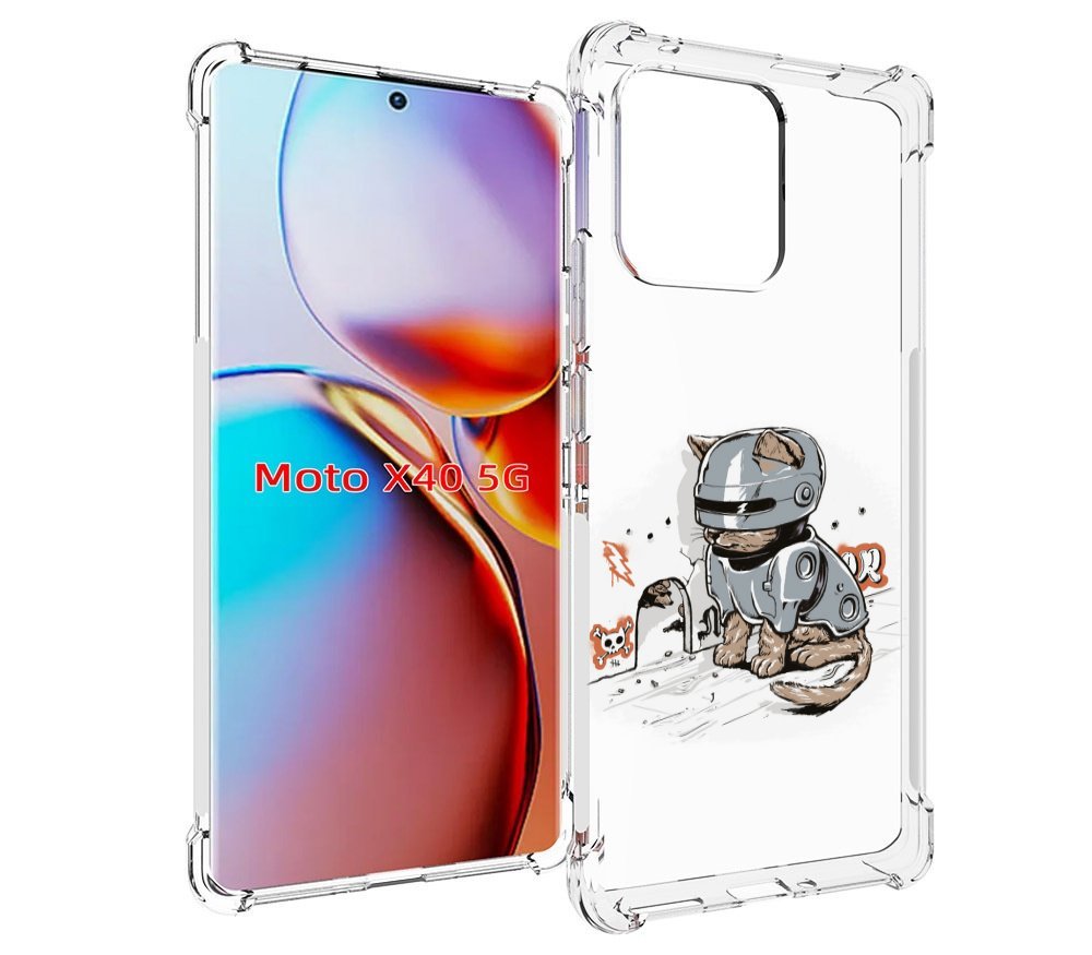 

Чехол MyPads Грозный кот для Motorola Moto X40, Прозрачный, Tocco