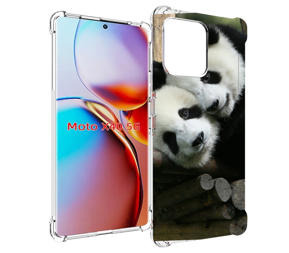 

Чехол MyPads Две-панды для Motorola Moto X40, Прозрачный, Tocco