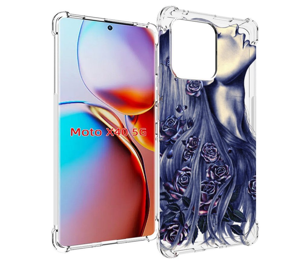 

Чехол MyPads Девушка с розами женский для Motorola Moto X40, Прозрачный, Tocco