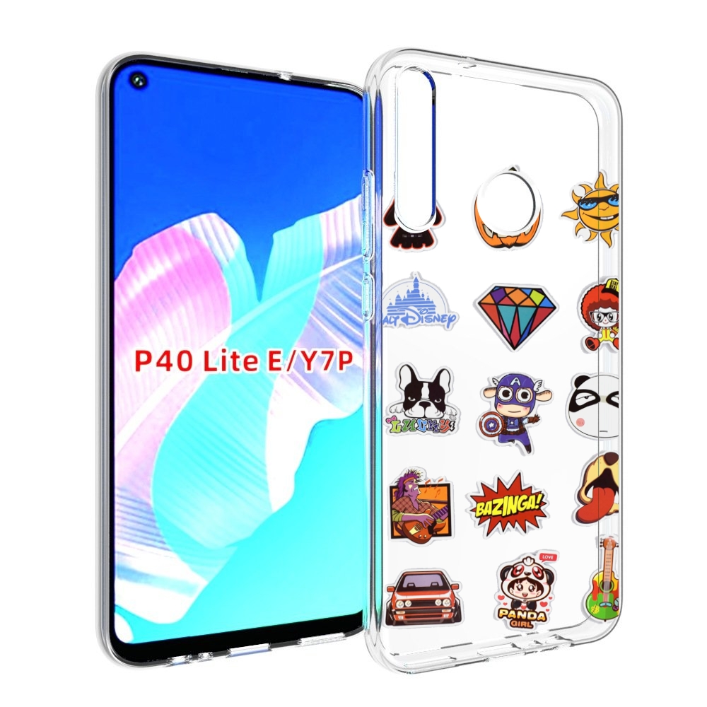 

Чехол бампер MyPads Стикеры-2 для Huawei P40 Lite E, Прозрачный, Tocco