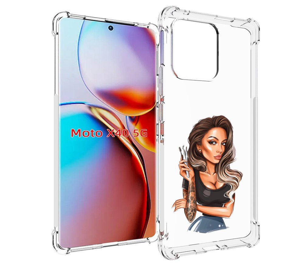 

Чехол MyPads Девушка-бровист для Motorola Moto X40, Прозрачный, Tocco