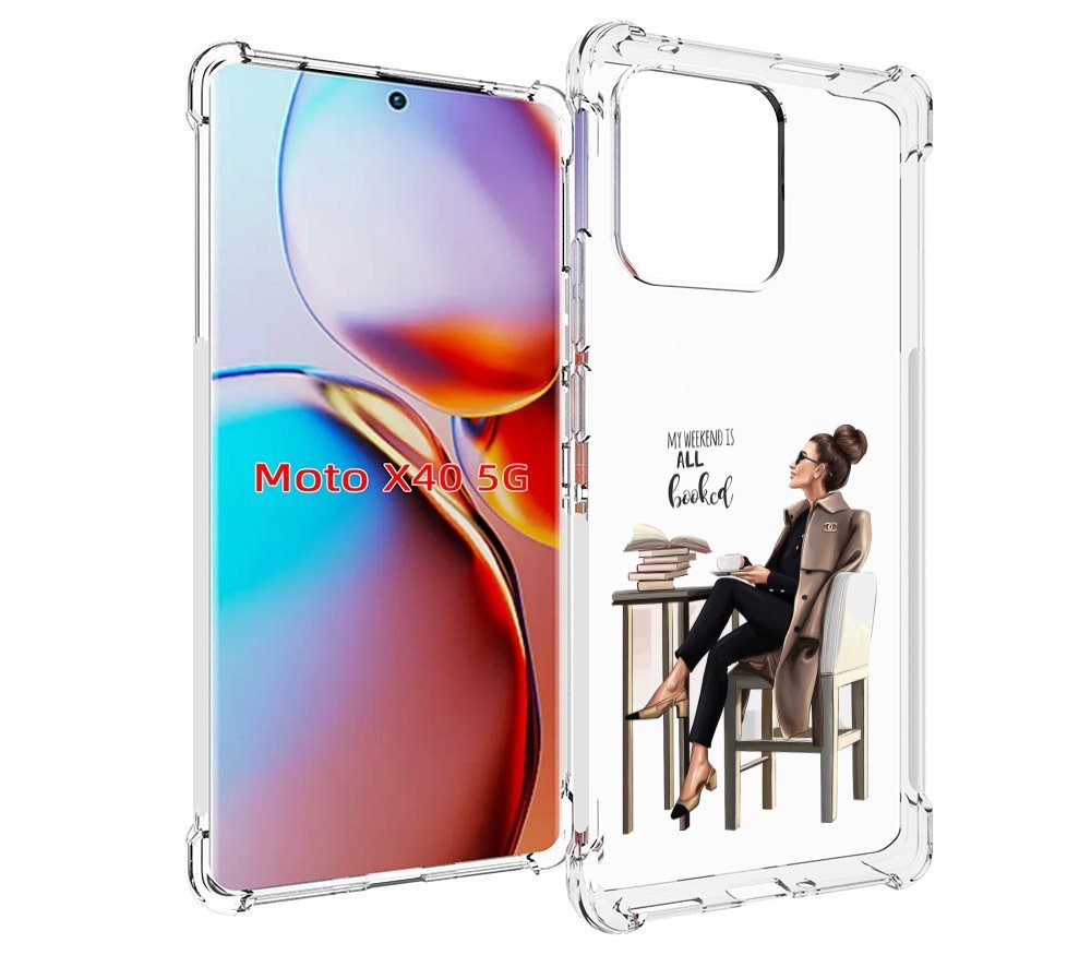 

Чехол MyPads Девушка-в-кофейне для Motorola Moto X40, Прозрачный, Tocco