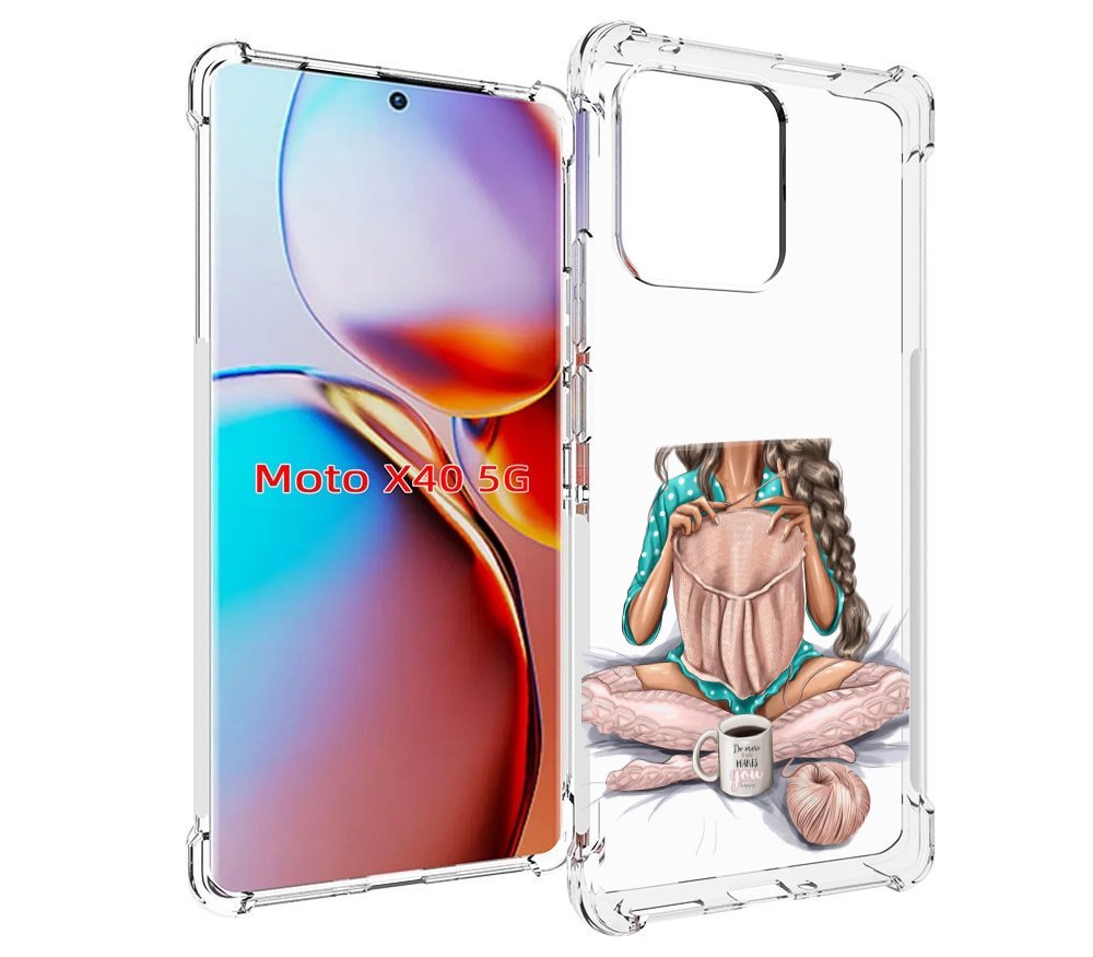 

Чехол MyPads Девушка-вяжет женский для Motorola Moto X40, Прозрачный, Tocco