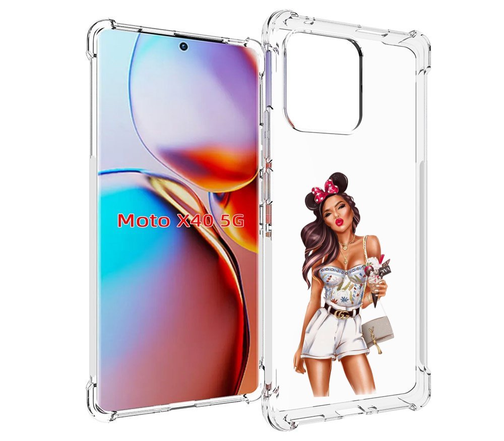 

Чехол MyPads Девушка-микки для Motorola Moto X40, Прозрачный, Tocco