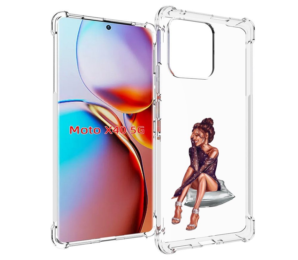 

Чехол MyPads Девушка-на-подушке женский для Motorola Moto X40, Прозрачный, Tocco