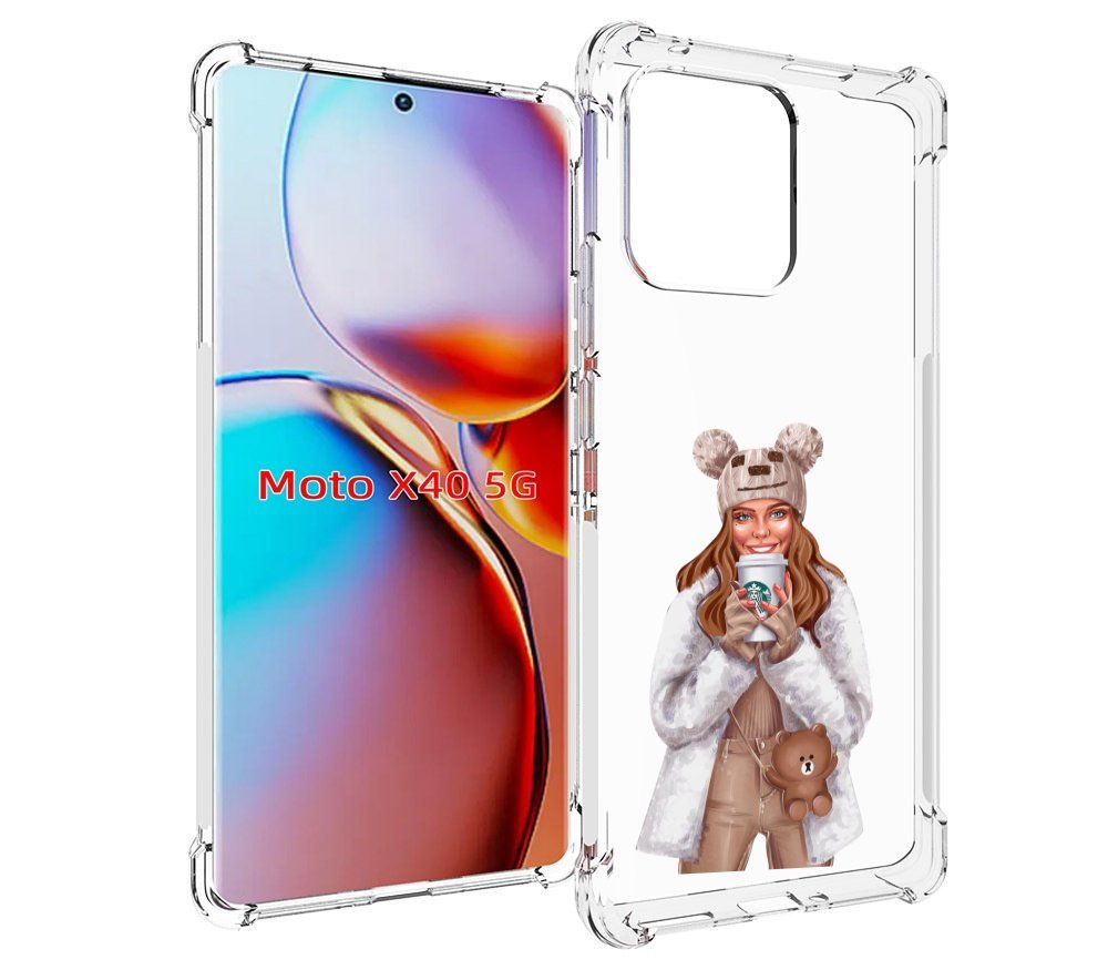 

Чехол MyPads Девушка-с-кофе-старбакс женский для Motorola Moto X40, Прозрачный, Tocco