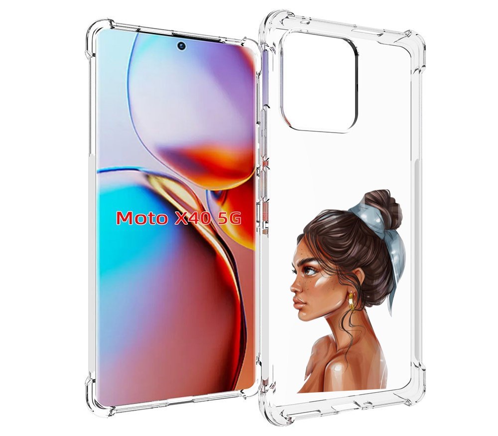

Чехол MyPads Девушка-с-повязкой женский для Motorola Moto X40, Прозрачный, Tocco