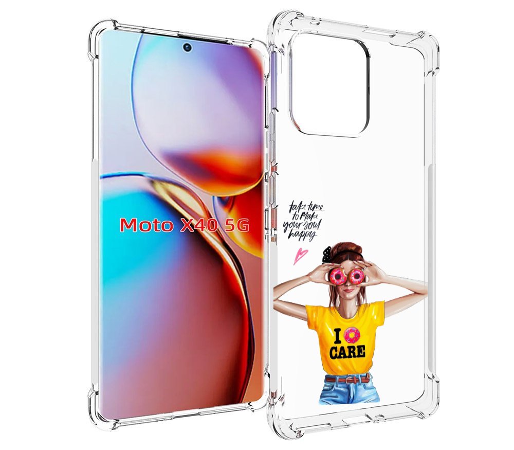 

Чехол MyPads Девушка-с-пончиками женский для Motorola Moto X40, Прозрачный, Tocco