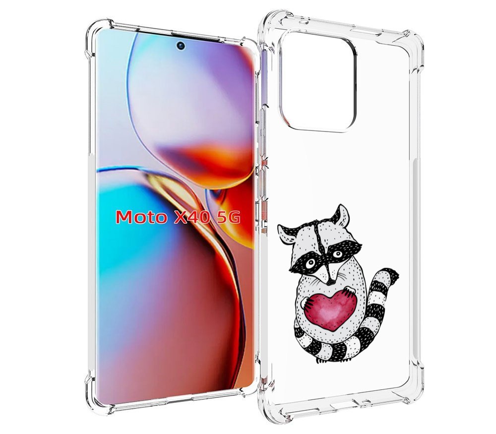 

Чехол MyPads Енот с сердечком для Motorola Moto X40, Прозрачный, Tocco