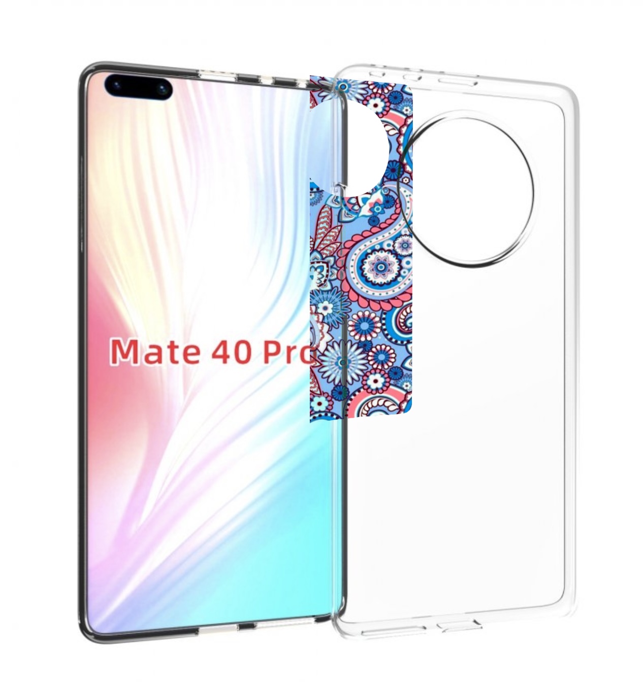 

Чехол MyPads красивый голубой арнамент для Huawei Mate 40 Pro (NOH-NX9), Прозрачный, Tocco