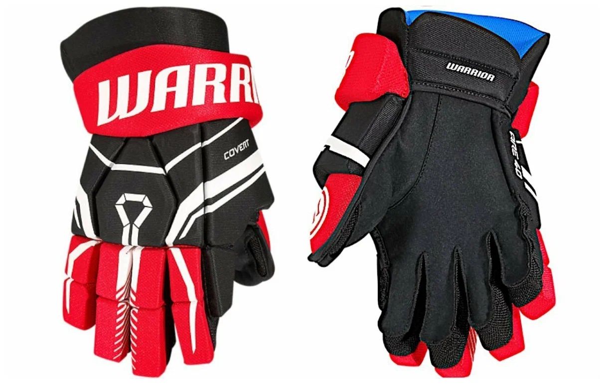 Перчатки хоккейные WARRIOR QRE40 SR р.13 (черный-красный-белый)