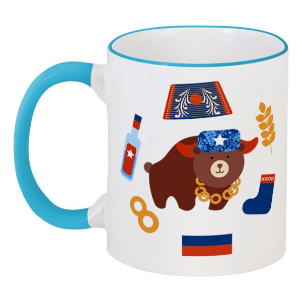 

Кружка Printio с цветной ручкой и ободком Россия (russia), Разноцветный