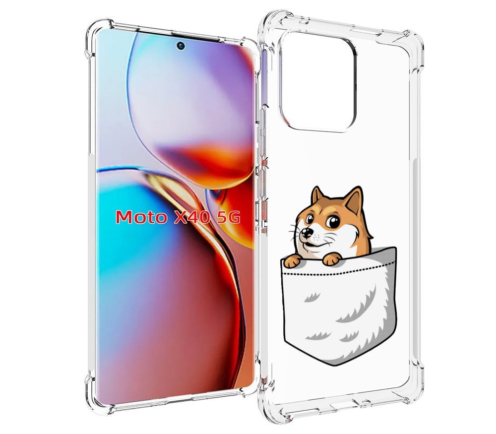 

Чехол MyPads Корги в кармане для Motorola Moto X40, Прозрачный, Tocco