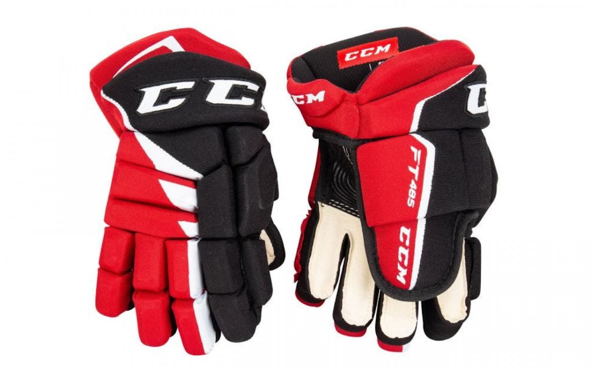 фото Перчатки хоккейные ссм hg jetspeed ft485 sr. р.15 (черно-красный-белые) ccm