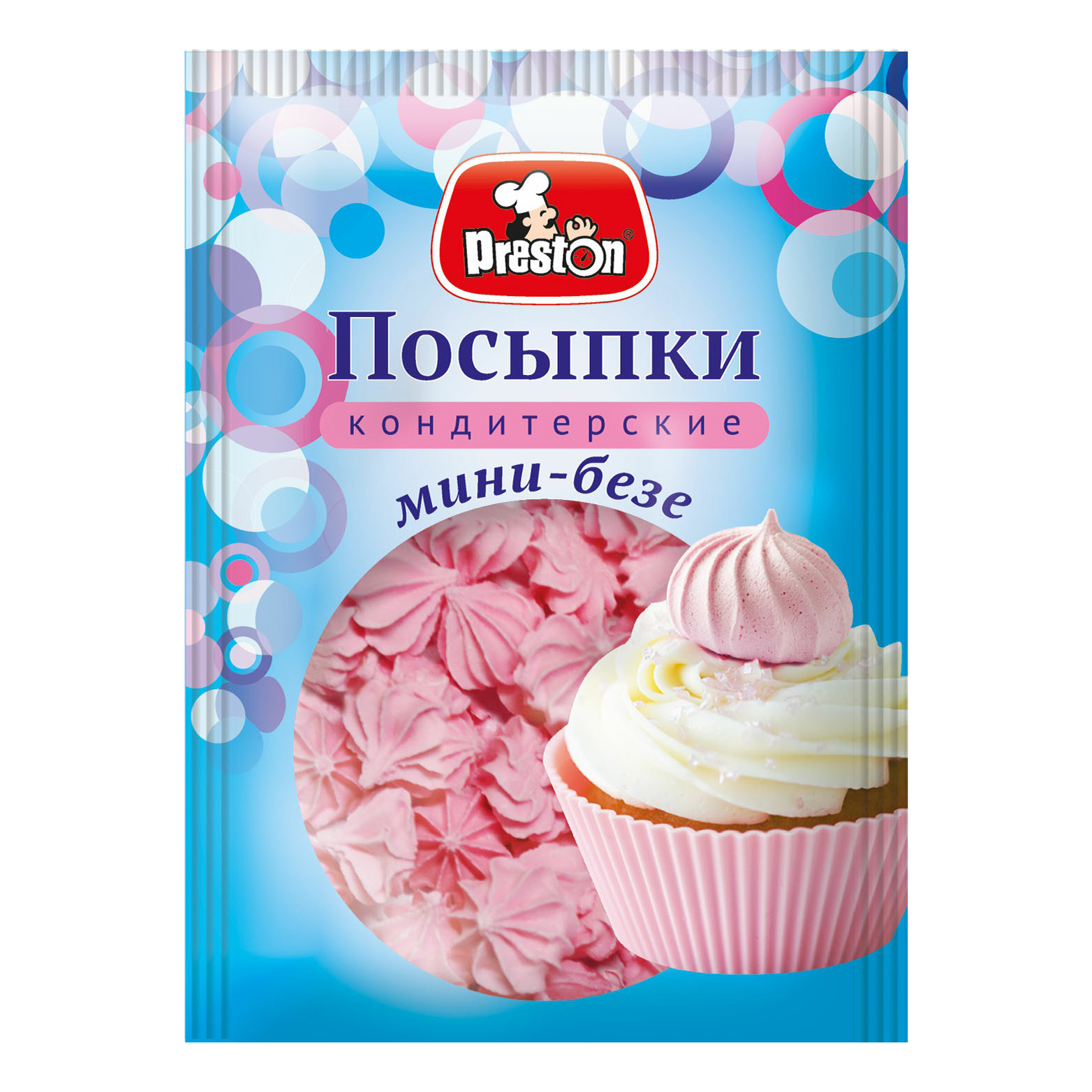 

Посыпка Preston мини-безе розовая 25 г