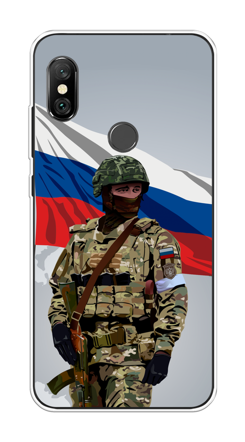 

Чехол Awog на Xiaomi Redmi Note 6 Pro "Солдат с флагом", Белый;синий;красный;зеленый, 34650-1