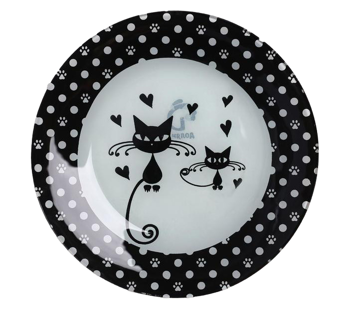Тарелка пирожковая Доляна «Котики», d=18 см, цвет белый/чёрный