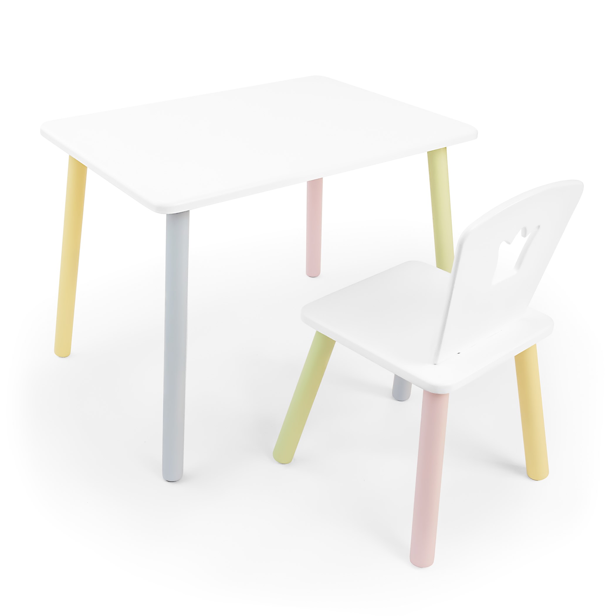 фото Детский комплект стол и стул корона rolti baby белый/цветной, массив березы/мдф 89655