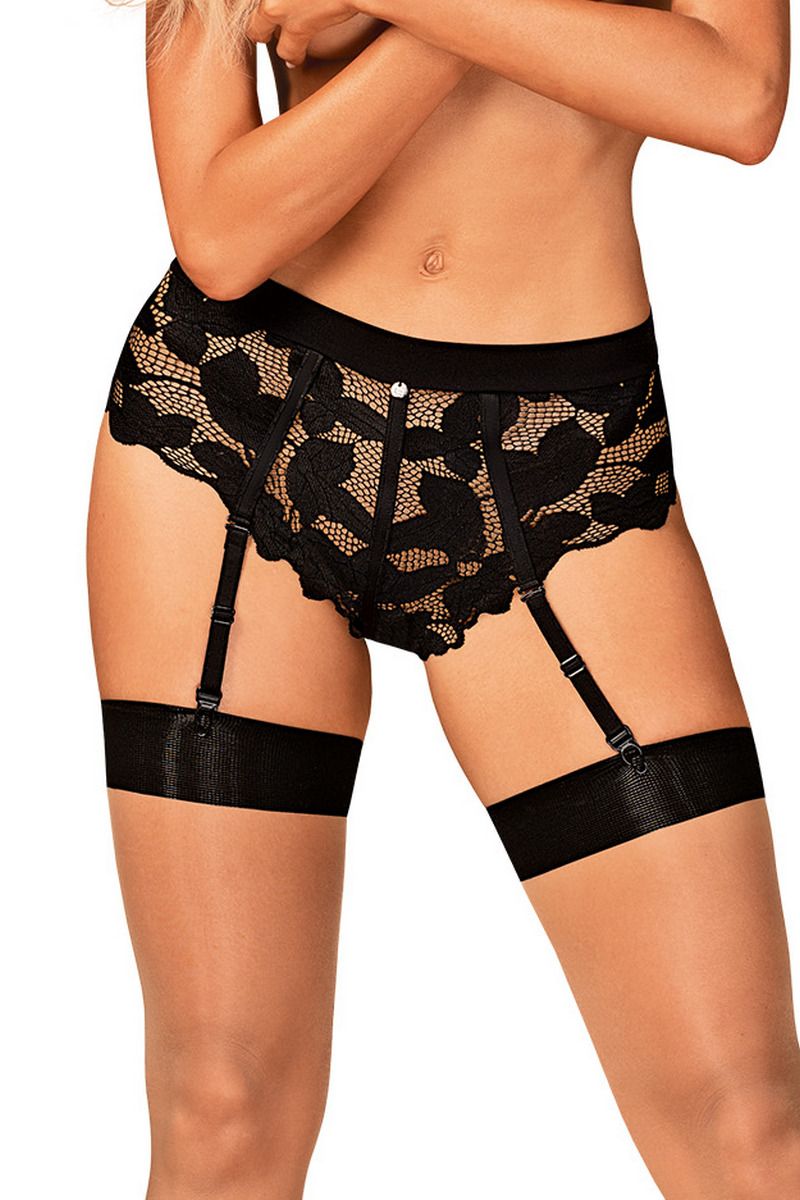 

Эротические трусики Obsessive Editya garter panties со съемными подвязками черные, Черный, 94546-21