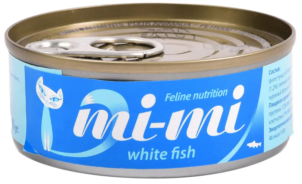 Консервы для кошек и котят Mi-Mi тунец с белой рыбой, 24шт по 80г