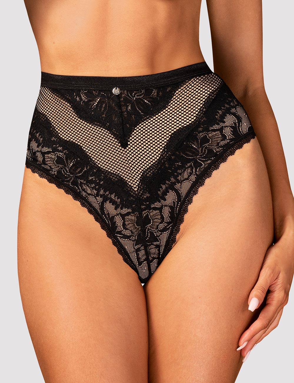 

Сексуальные трусики слип Obsessive Olvidia panties женские высокие с кружевом черные, Черный, 96444-21