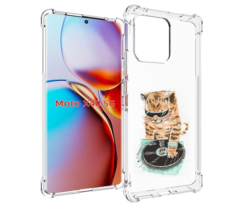 

Чехол MyPads Кот диджей для Motorola Moto X40, Прозрачный, Tocco