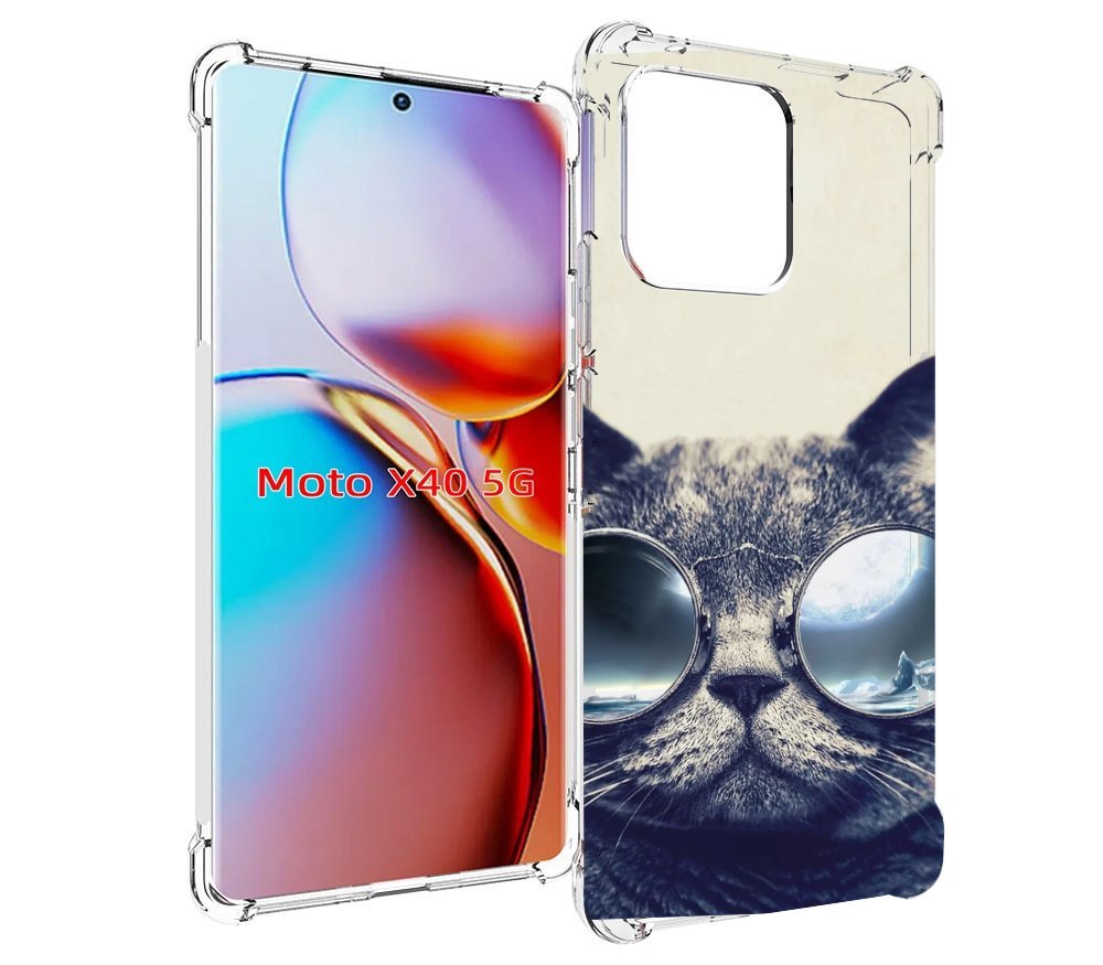 

Чехол MyPads Кот-в-очках-2 для Motorola Moto X40, Прозрачный, Tocco