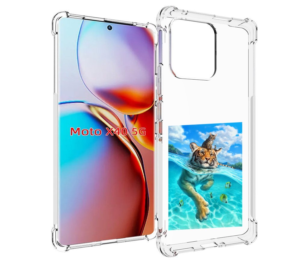 

Чехол MyPads Кот-на-тигре для Motorola Moto X40, Прозрачный, Tocco