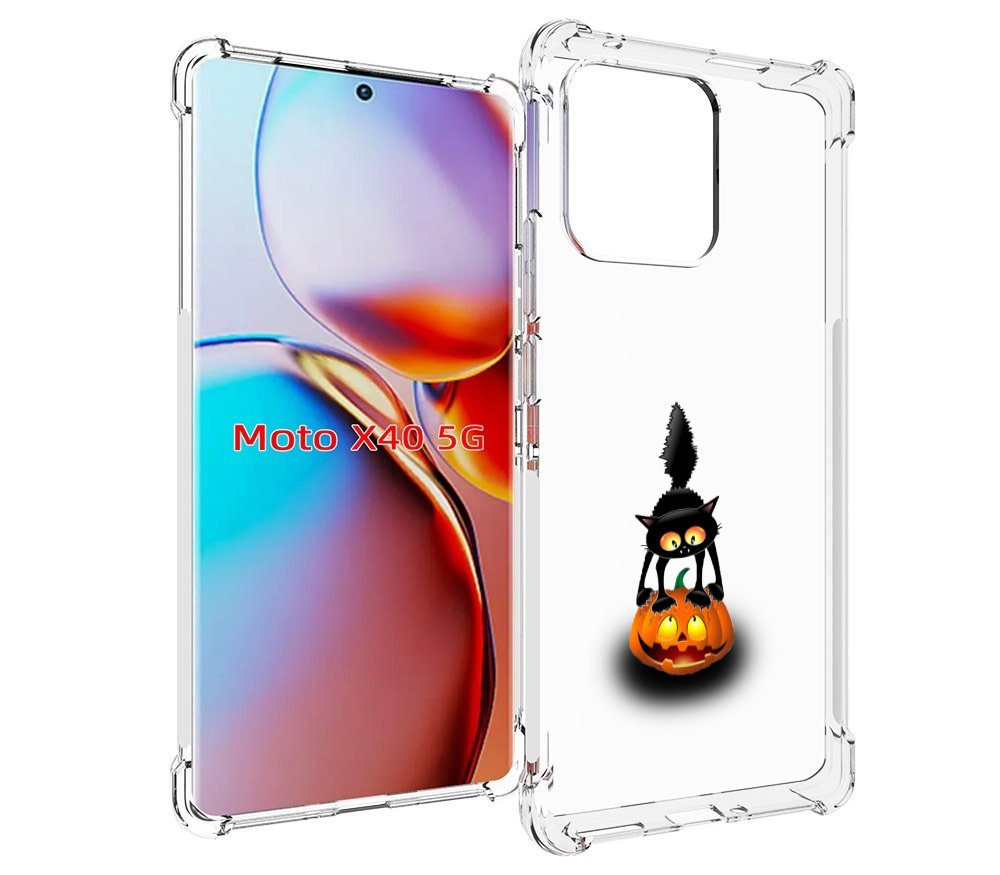 

Чехол MyPads Котик с тыквой для Motorola Moto X40, Прозрачный, Tocco