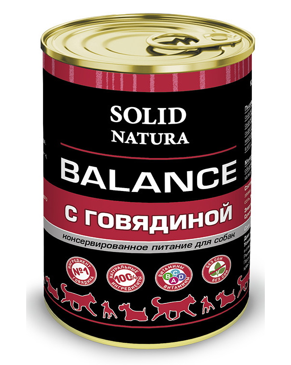 фото Влажный корм для собак solid natura balance говядина 340г