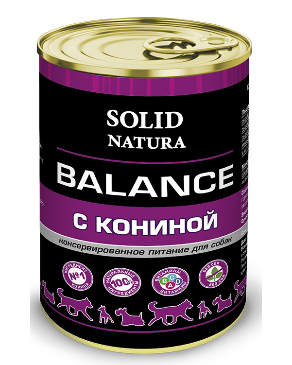 фото Влажный корм для собак solid natura balance конина, 340г