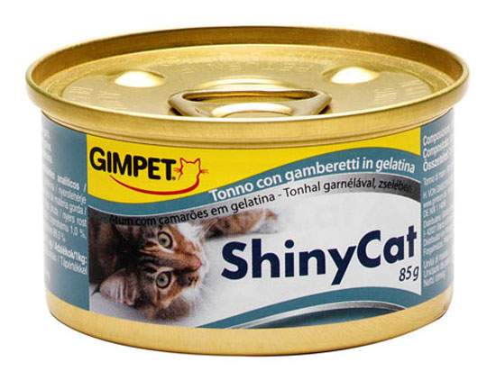 фото Консервы для кошек gimpet shinycat, тунец с креветками, 70г 12шт gimborn