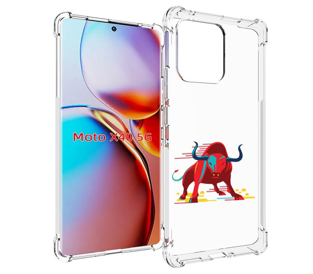 

Чехол MyPads Красный-бык для Motorola Moto X40, Прозрачный, Tocco
