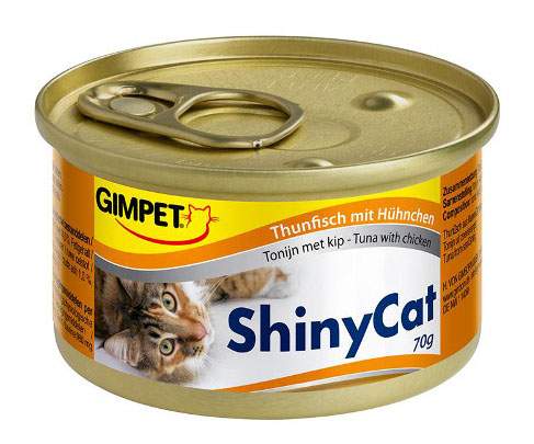 

Консервы для кошек GimCat ShinyCat, тунец и цыпленок, 70г 12 шт, ShinyCat