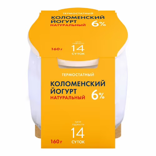 Йогурт Коломенское молоко термостатный натуральный с коллагеном 6% БЗМЖ 160 г