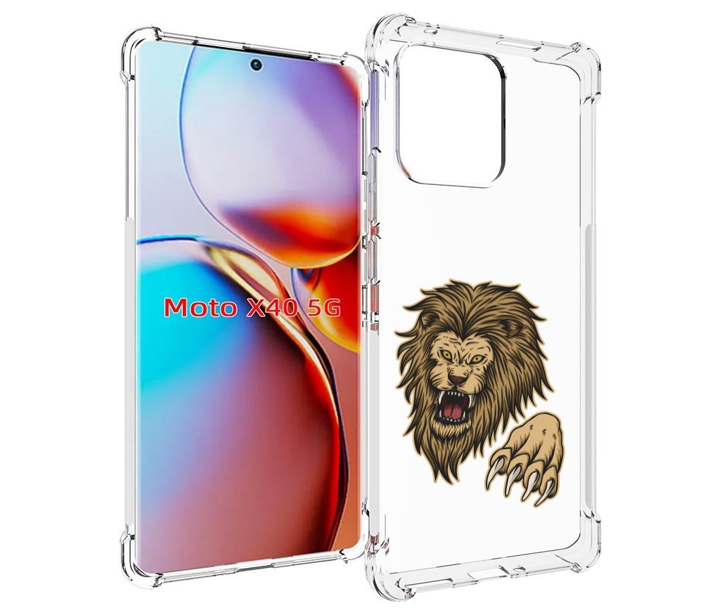 

Чехол MyPads Лев-завоеватель мужской для Motorola Moto X40, Прозрачный, Tocco