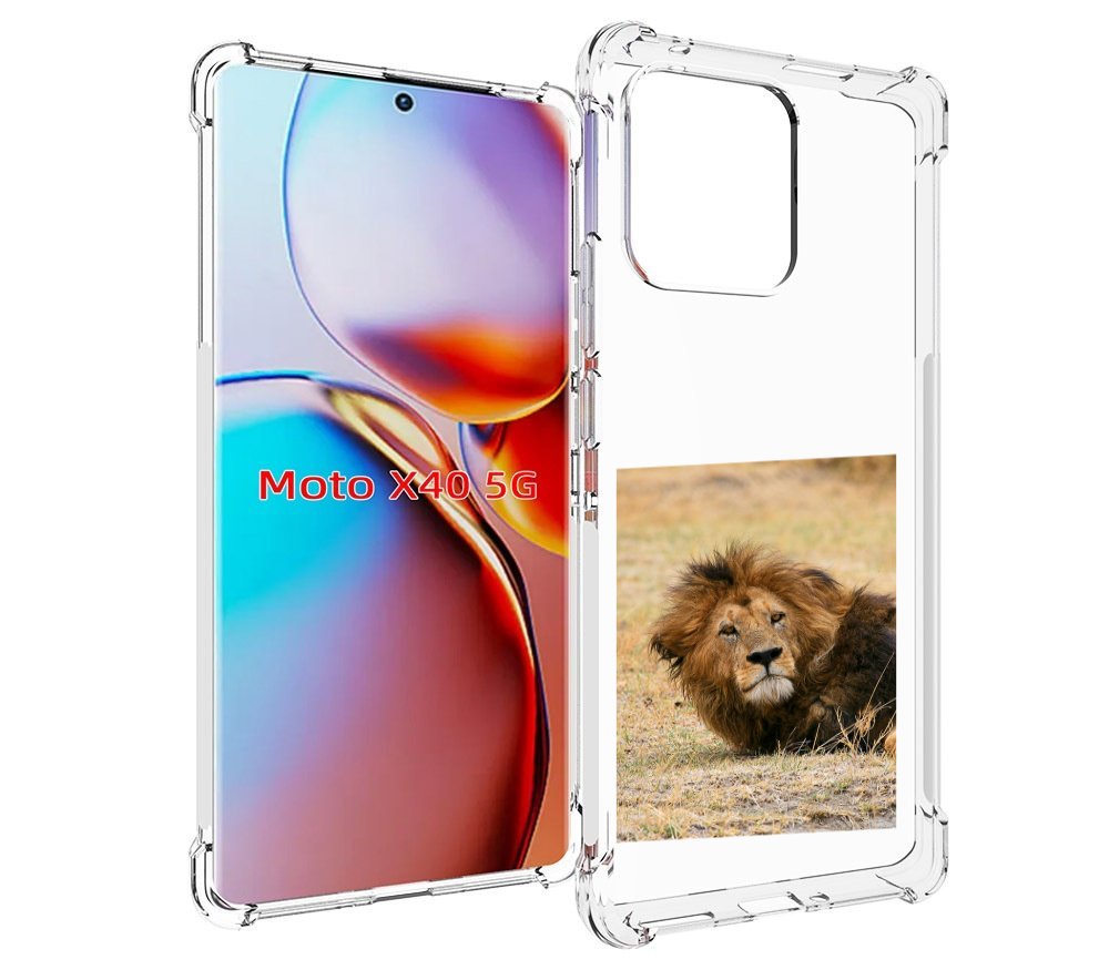 

Чехол MyPads Лев-лежит мужской для Motorola Moto X40, Прозрачный, Tocco