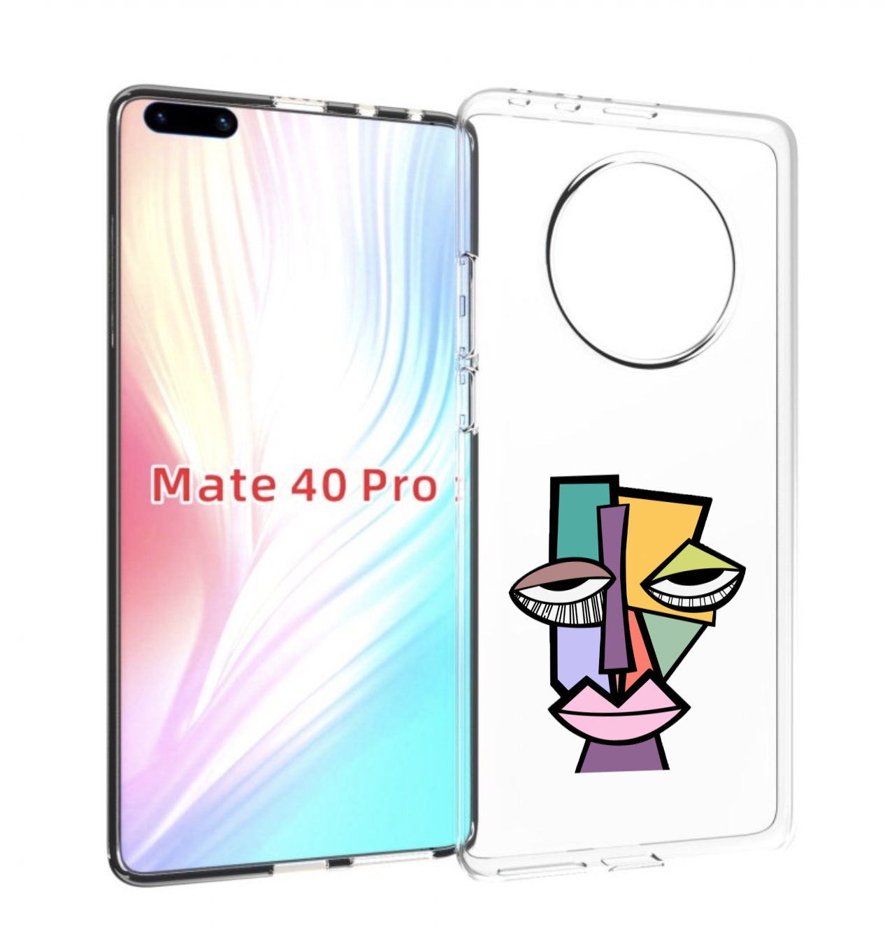 

Чехол MyPads лицо из квадратиков с глазами женский для Huawei Mate 40 Pro (NOH-NX9), Прозрачный, Tocco