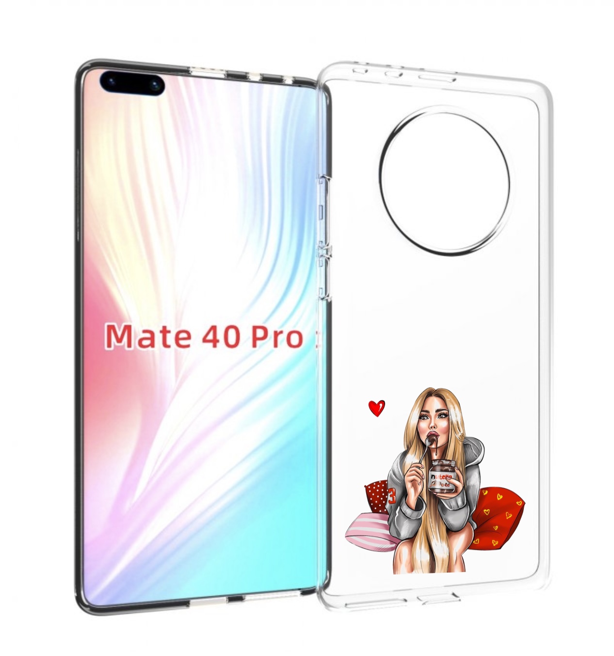 

Чехол MyPads любительница-нутеллы женский для Huawei Mate 40 Pro (NOH-NX9), Прозрачный, Tocco