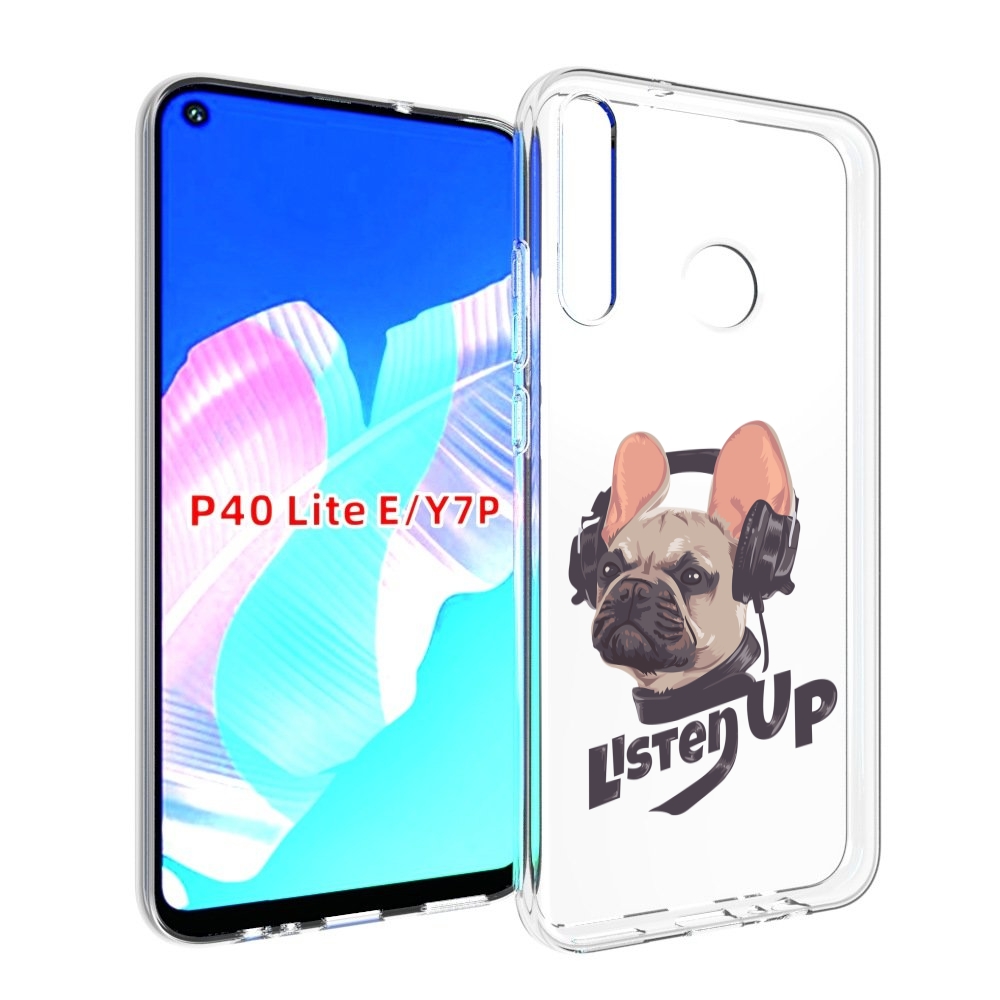 

Чехол бампер MyPads бульдог-слушает-музыку для Huawei P40 Lite E, Прозрачный, Tocco