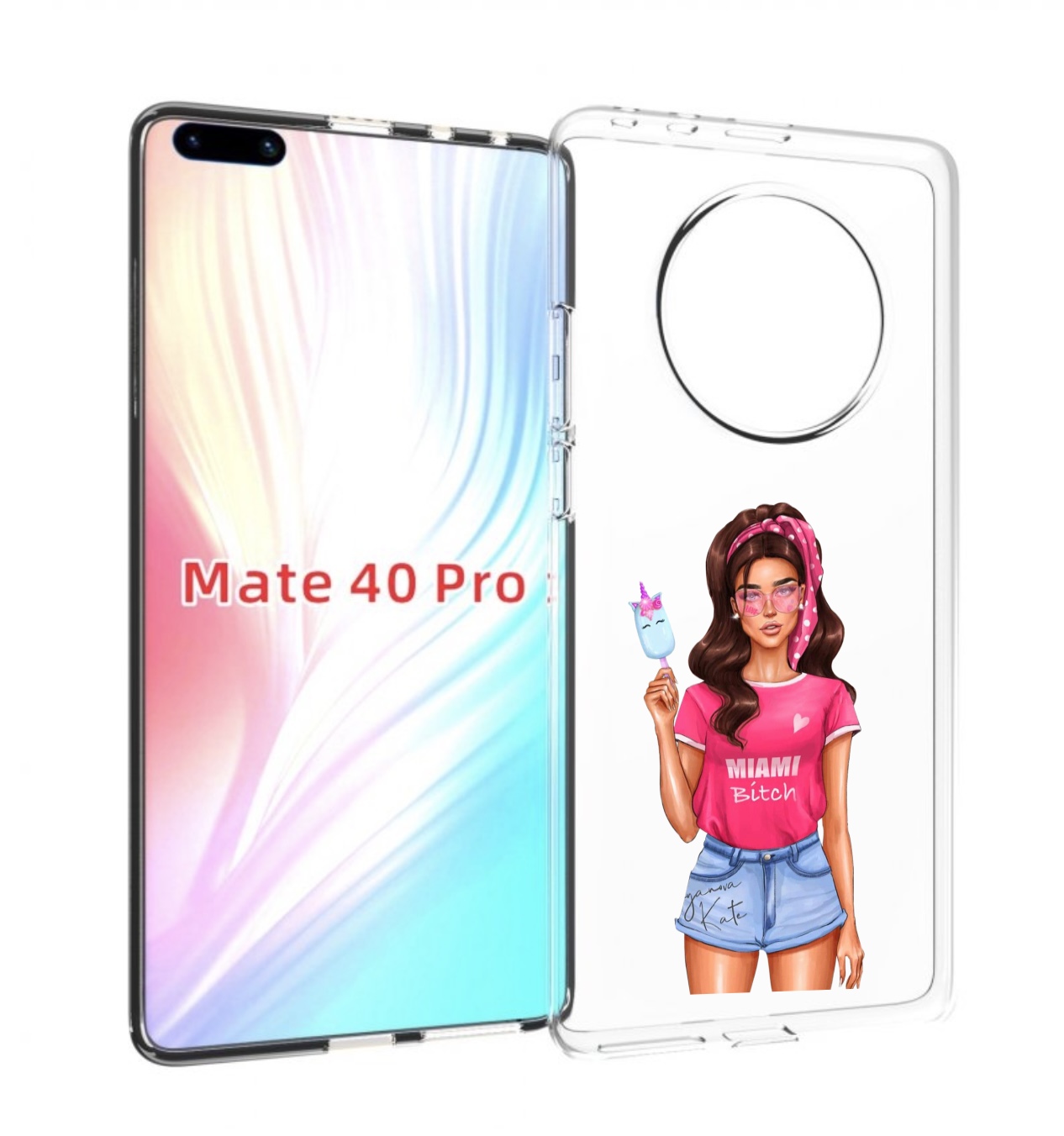 

Чехол MyPads майами-битч женский для Huawei Mate 40 Pro (NOH-NX9), Прозрачный, Tocco