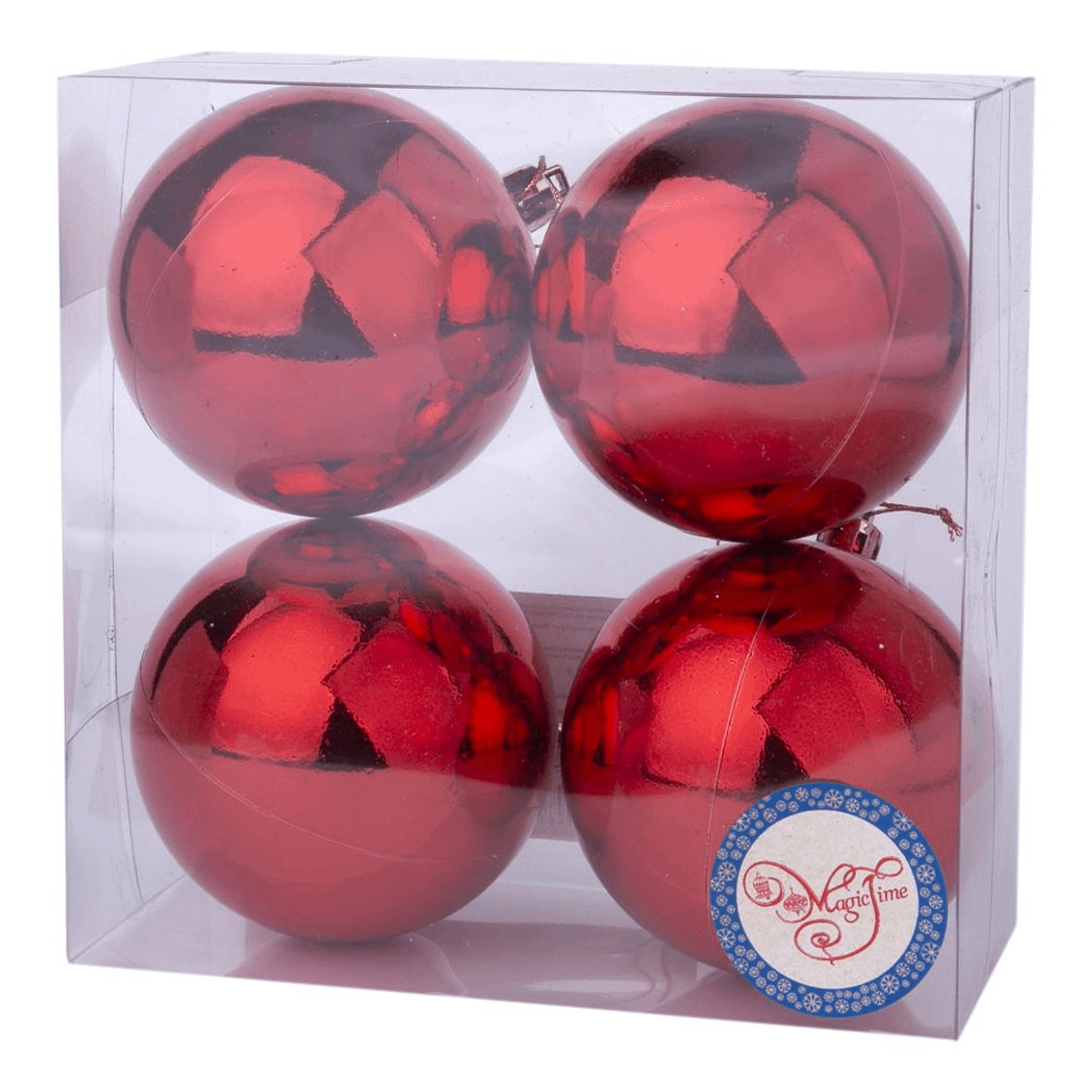Набор елочных шаров Magic Time красный 8 см 4 шт 329₽