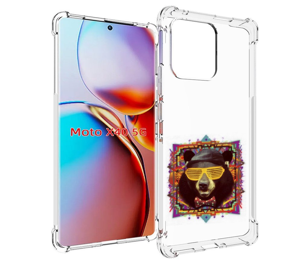 

Чехол MyPads Медведь в очках для Motorola Moto X40, Прозрачный, Tocco