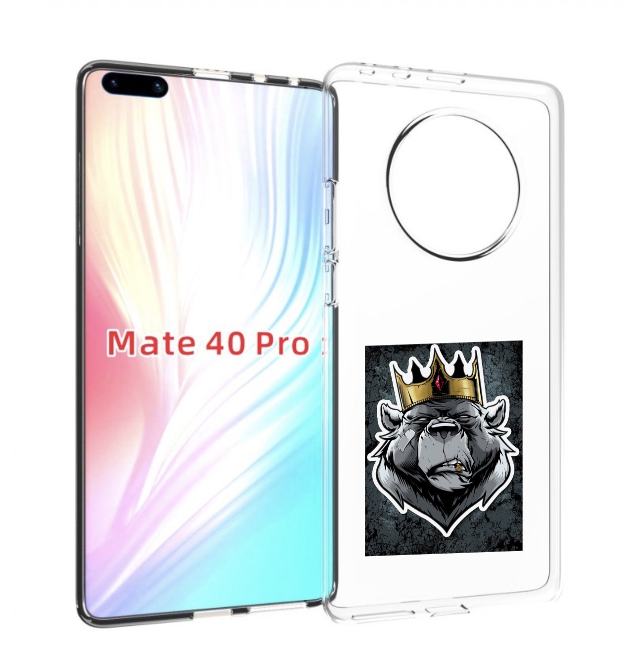 

Чехол MyPads медведь с короной для Huawei Mate 40 Pro (NOH-NX9), Прозрачный, Tocco