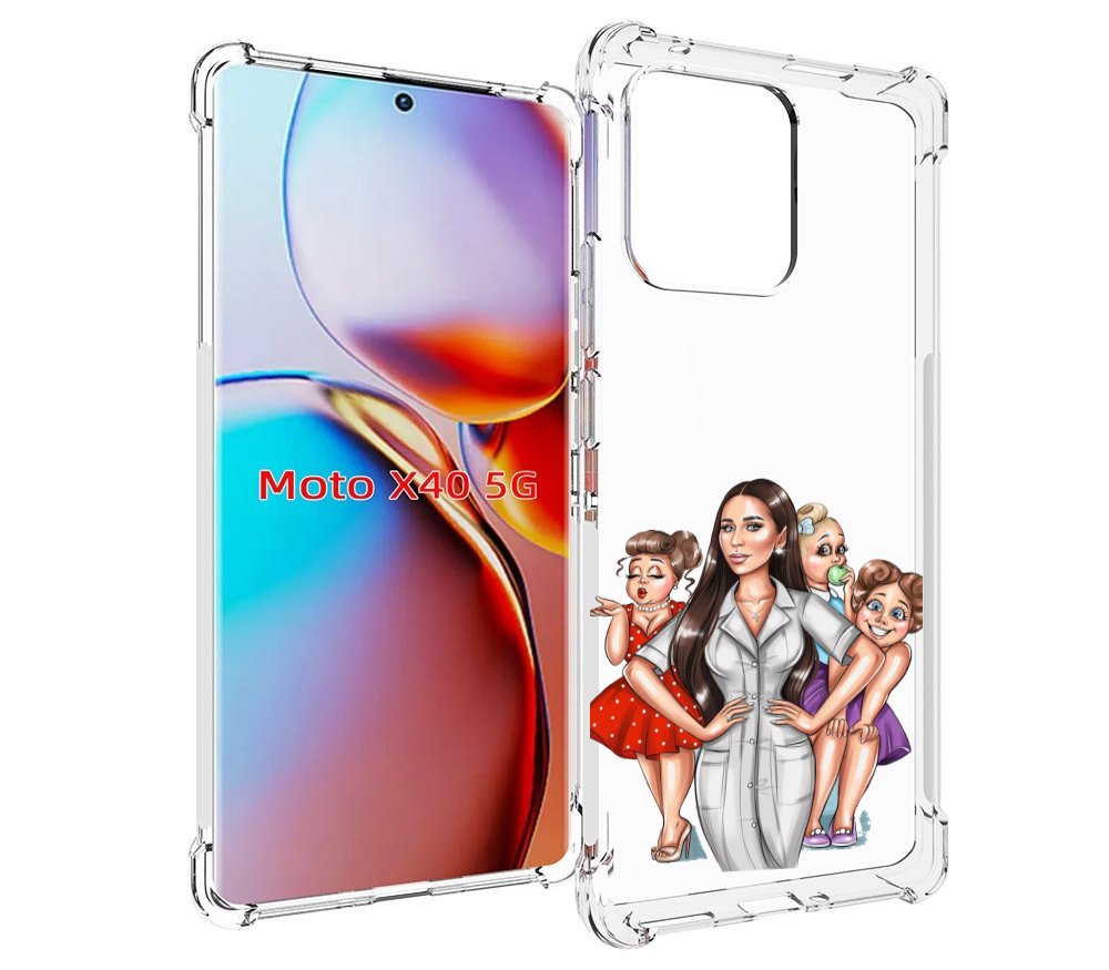

Чехол MyPads Милые-дамы женский для Motorola Moto X40, Прозрачный, Tocco