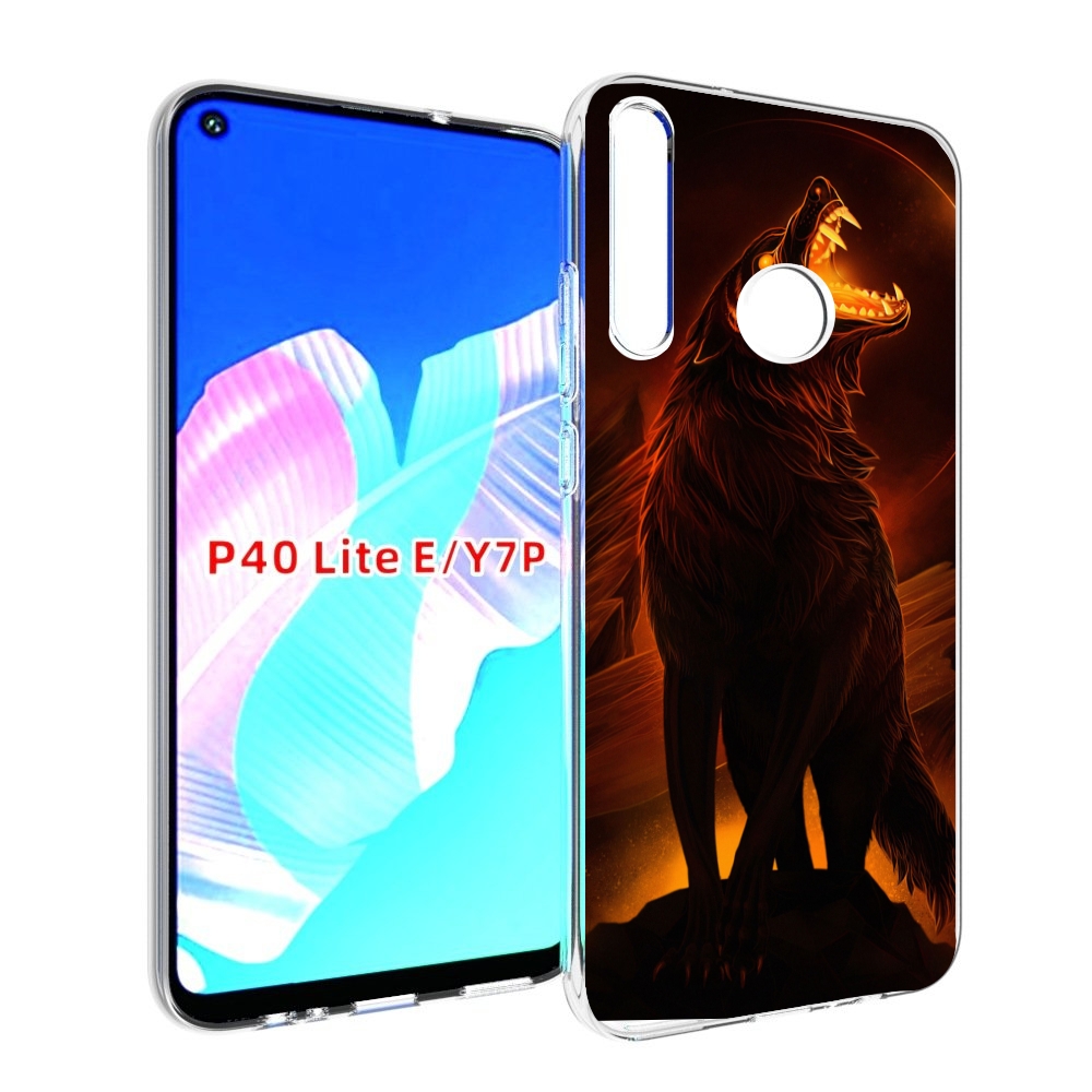 

Чехол бампер MyPads волчара с огнем внутри для Huawei P40 Lite E, Прозрачный, Tocco