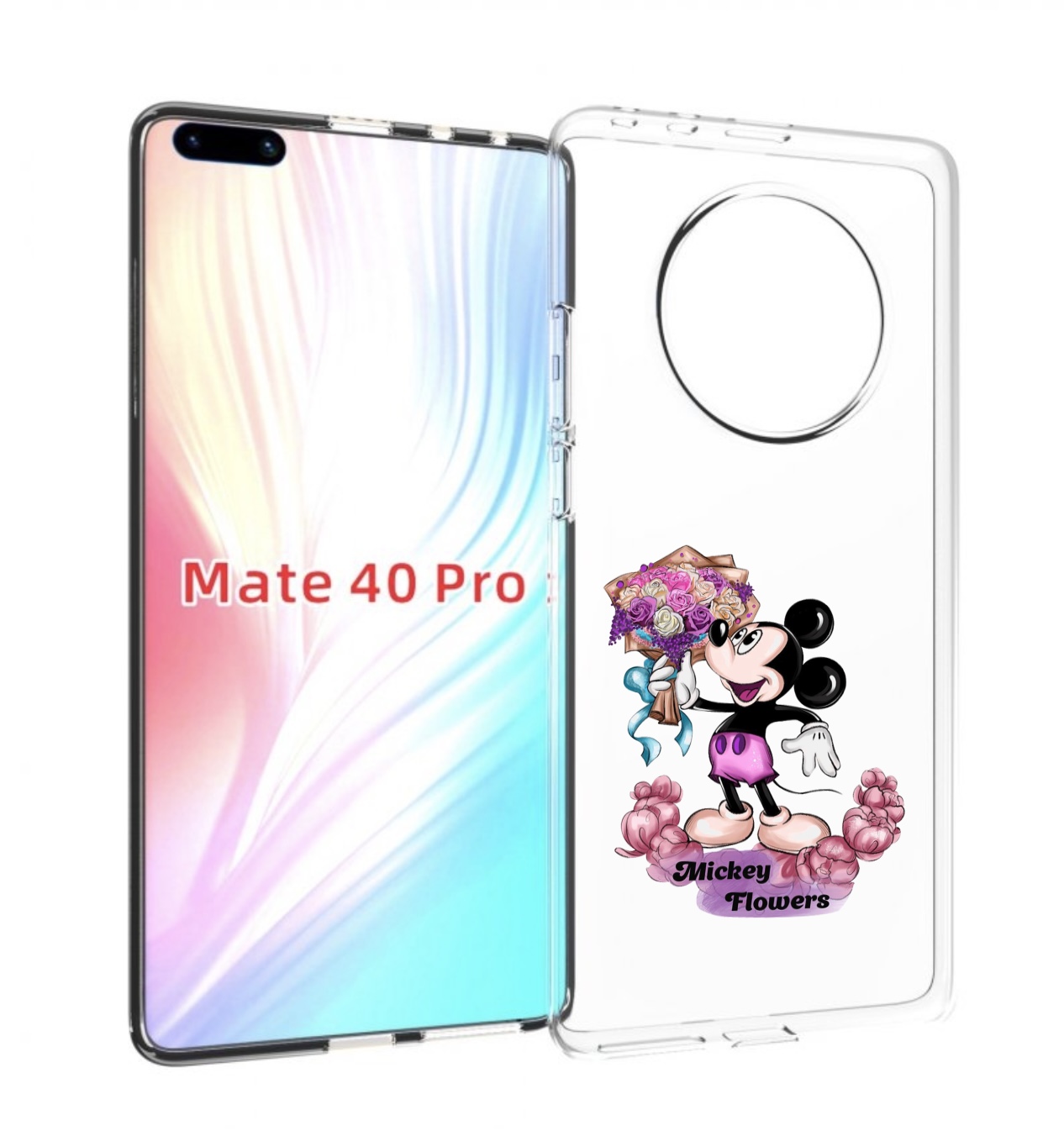 

Чехол MyPads микки-с-цветами женский для Huawei Mate 40 Pro (NOH-NX9), Прозрачный, Tocco