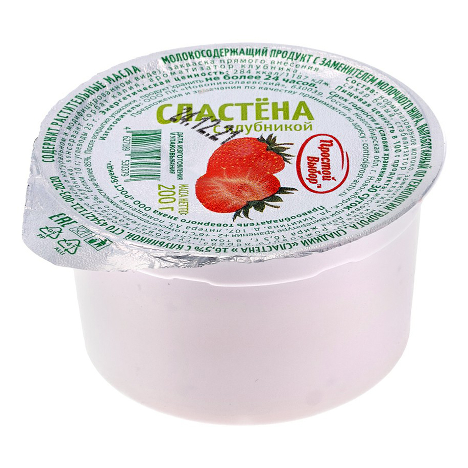 

Паста творожная Простой Выбор с клубникой 16,5% 200 г